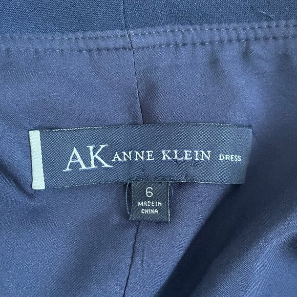Anne Klein Navy Draped Collar Sheath Dress - Size 6 - Picture 8 of 9